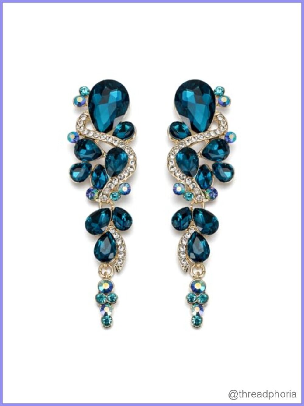 Boho Crystal Wedding Teardrop Chandelier Long Dangle Earrings